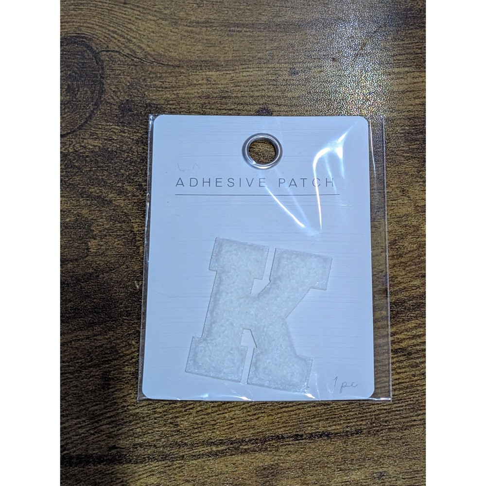 -NEW- 1 Horizon Group Adhesive Patch White Puffy Letter "K" Patch